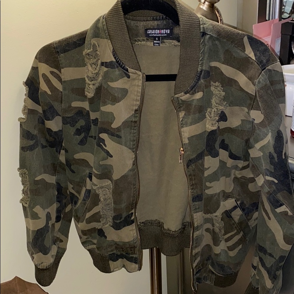 Camo distressed jacket